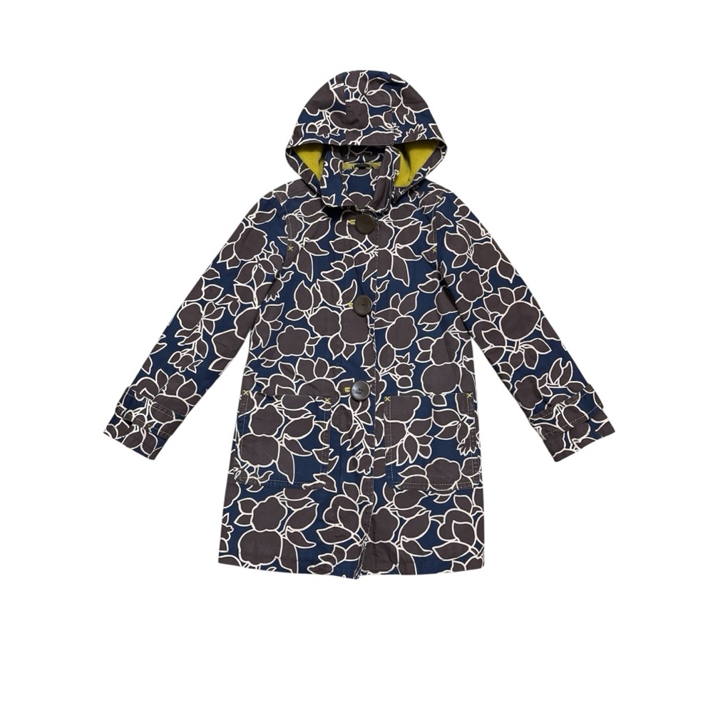 Boden rainy day Mac brown and navy floral cotton trench coat